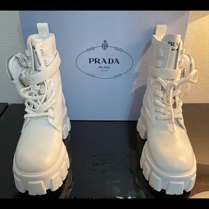 Prada Monolith leather & nylon booties